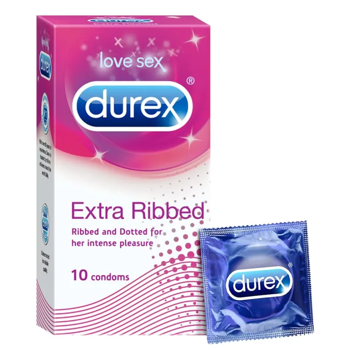 BDyana Durex Extra Ribbed and Dotted Condom for Her Intense Pleasure 10pcs Pack | null