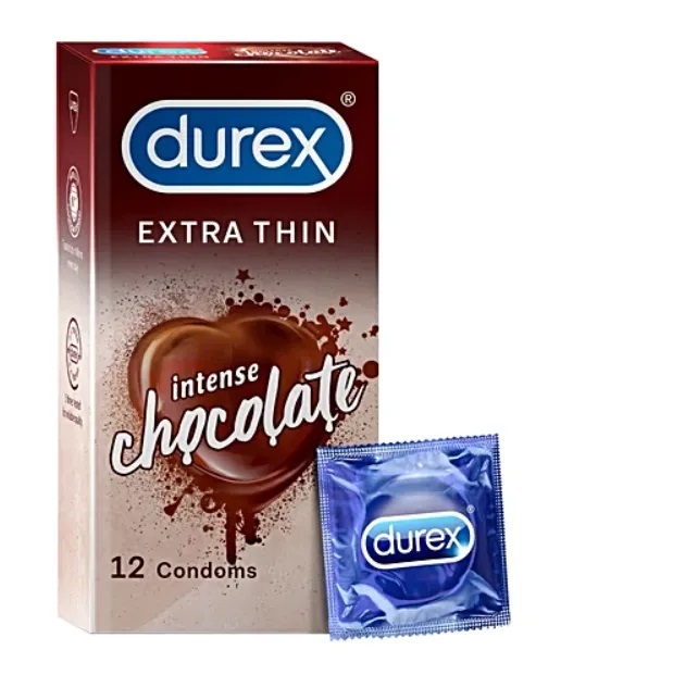 BDyana Durex Extra Thin Intense Chocolate Flavored Condom For Men 12pcs Pack | null